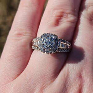 14K White Gold Double Halo Diamond Engagement Cocktail Ring Size 6.75